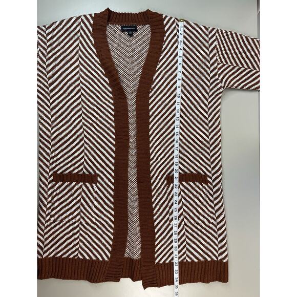 Fortune & Ivy Women’s Cardigan Sweater Size L Boho Western Knit Stripes Brown - Picture 6 of 13